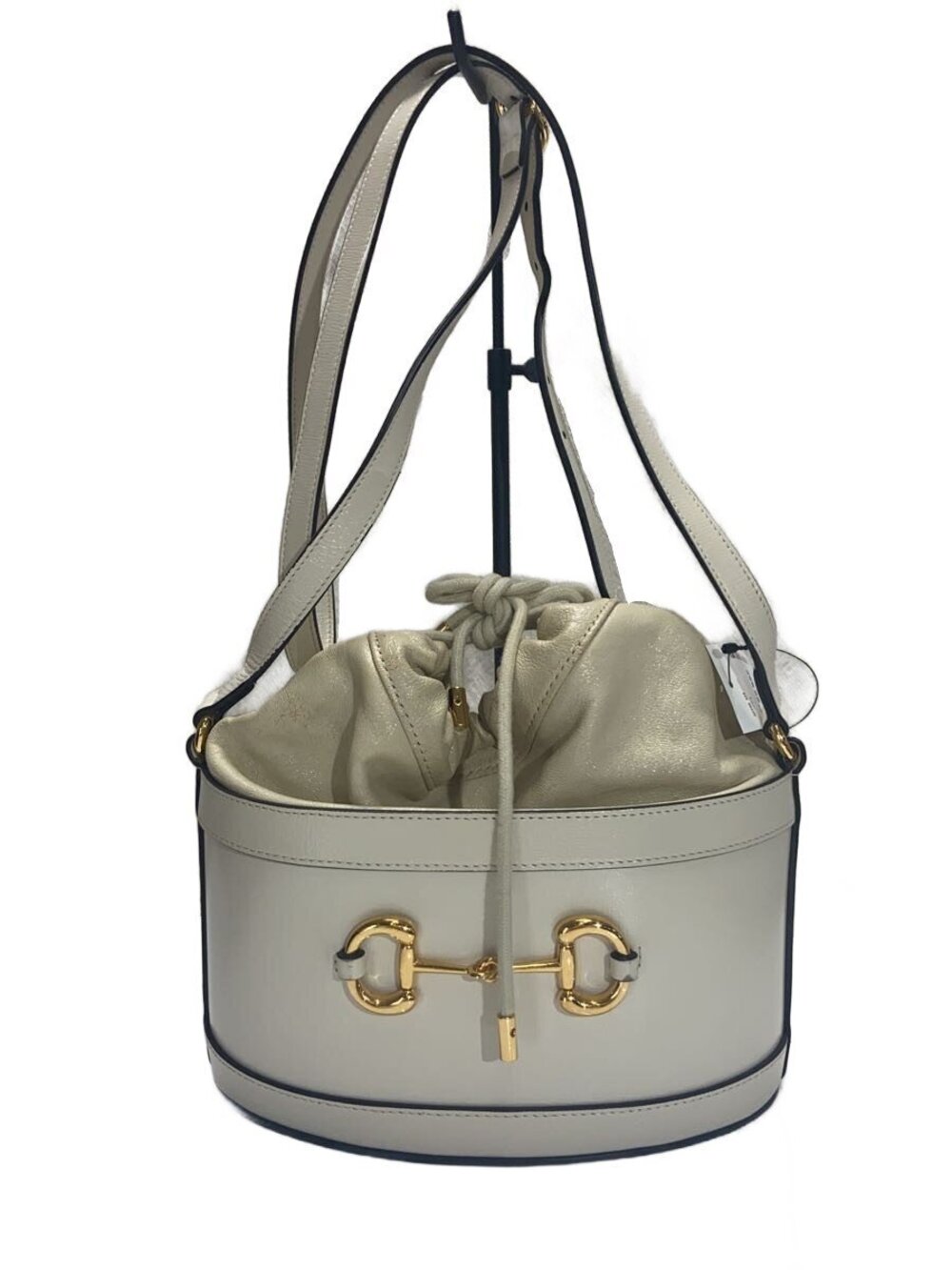Gucci Bucket Bag Horsebit Leather White